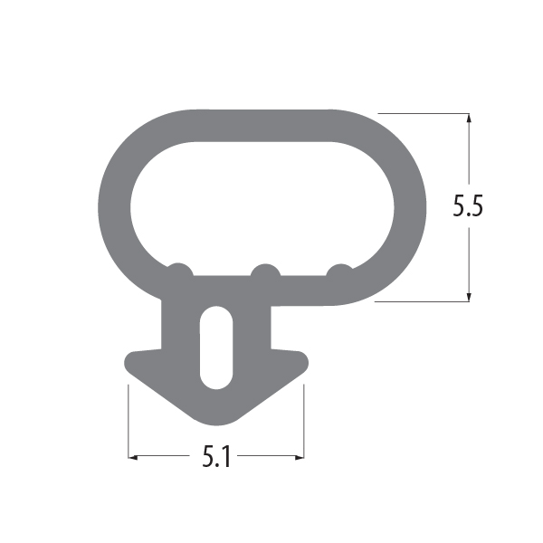 R5019X bubble gasket profile drawing with sizes in mm
