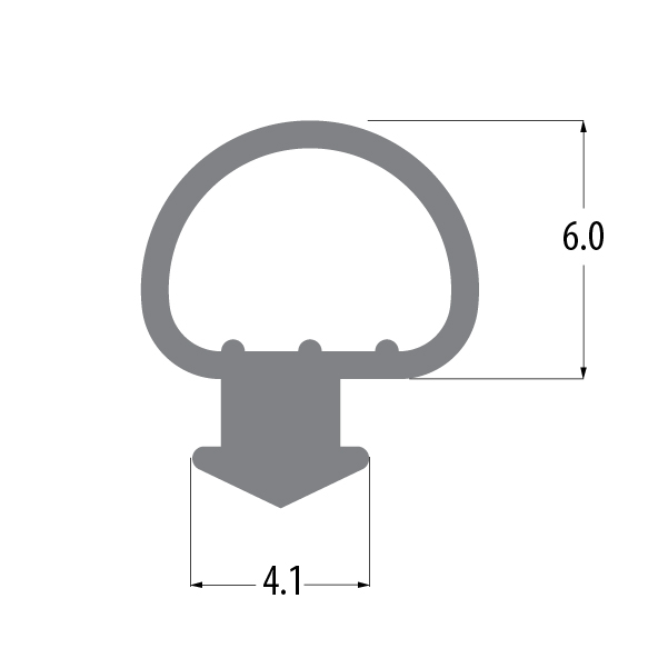 R6064X bubble gasket profile drawing with sizes in mm