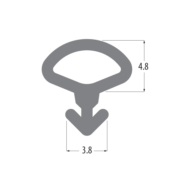 R6160 bubble gasket profile drawing with sizes in mm