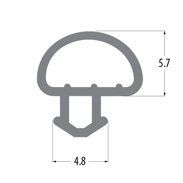 R6299X bubble gasket profile drawing with sizes in mm