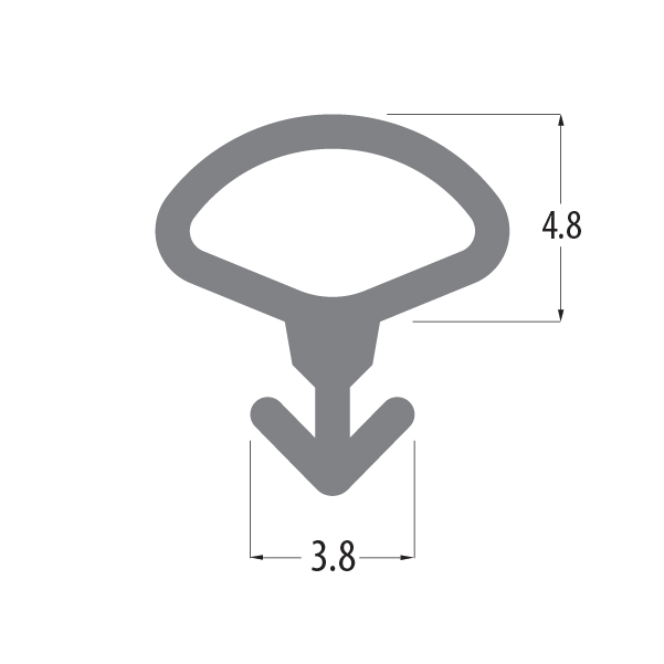 R6391 bubble gasket profile drawing with sizes in mm