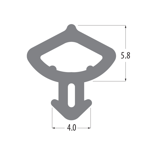 R6419X bubble gasket profile drawing with sizes in mm