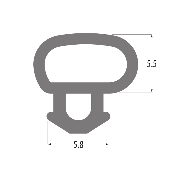 R6679 bubble gasket profile drawing with sizes in mm