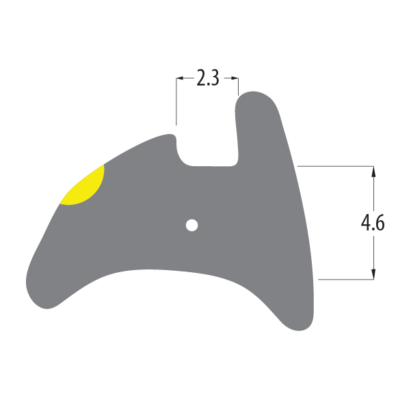 R3411 corded wedge gasket profile drawing with sizes in mm