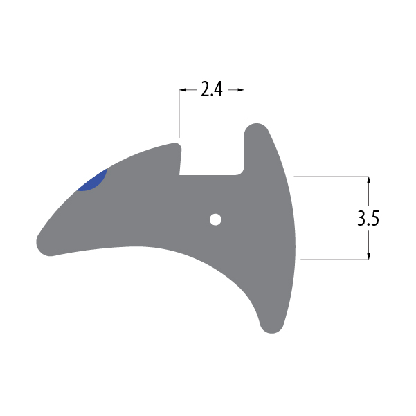 R3413 corded wedge gasket profile drawing with sizes in mm