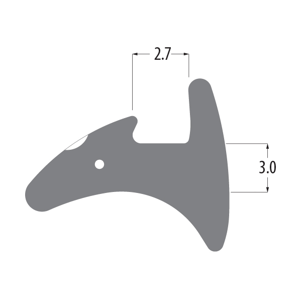R3416 corded wedge gasket profile drawing with sizes in mm