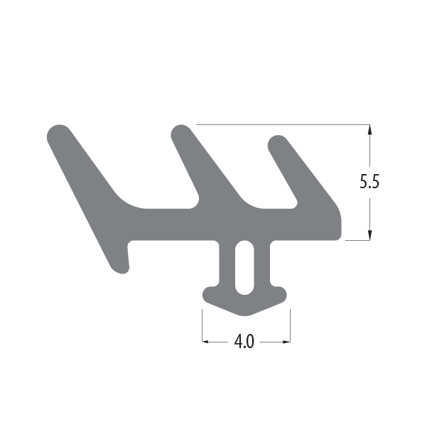 R6543X E gasket profile drawing with sizes in mm