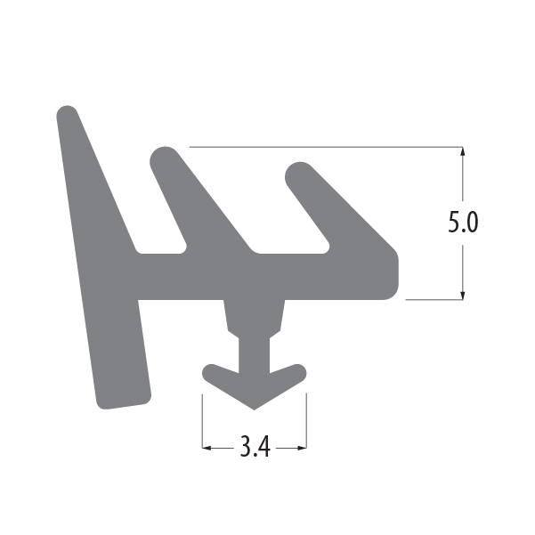R6549X E gasket profile drawing with sizes in mm