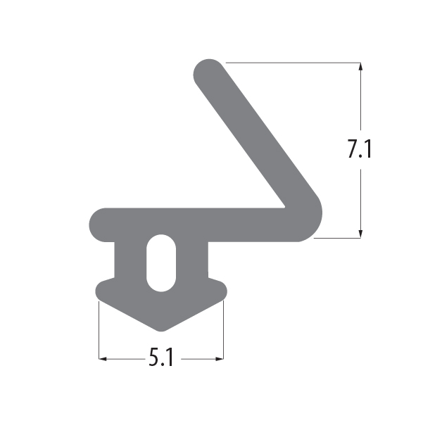 R4055X flipper gasket profile drawing with sizes in mm