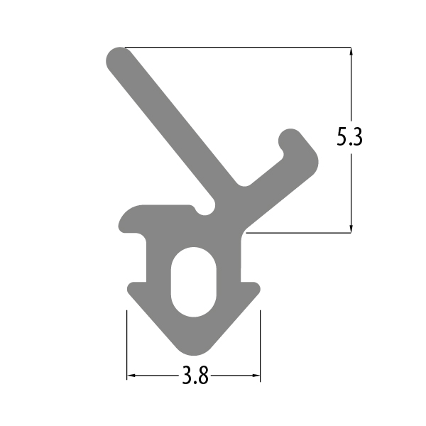 R6809X flipper gasket profile drawing with sizes in mm