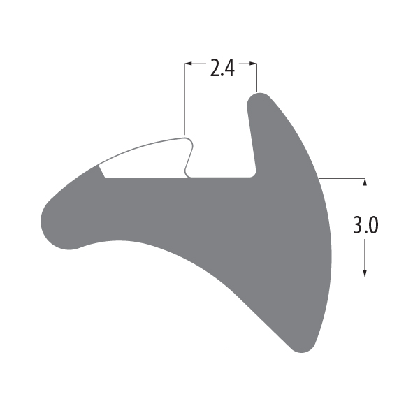 R3235 Reddilock wedge gasket profile drawing with sizes in mm