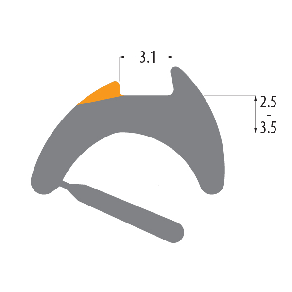 R4897 tear-off wedge gasket profile drawing with sizes in mm