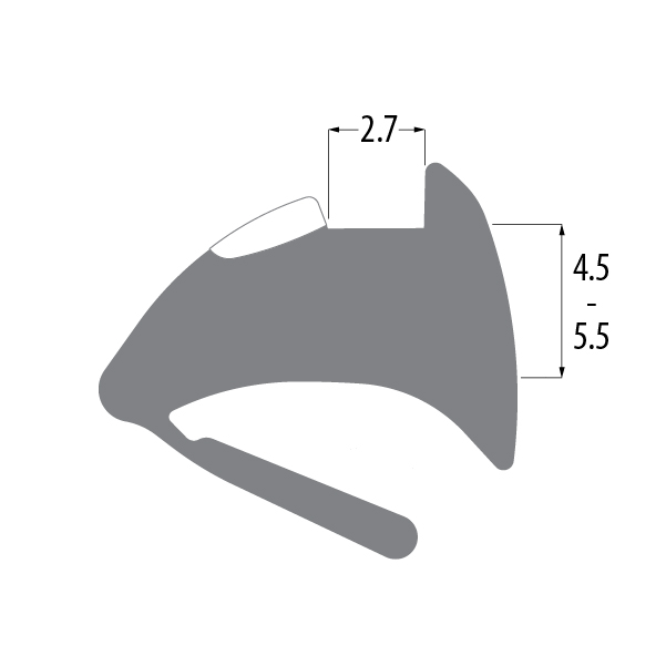 R5537 tear-off wedge gasket profile drawing with sizes in mm