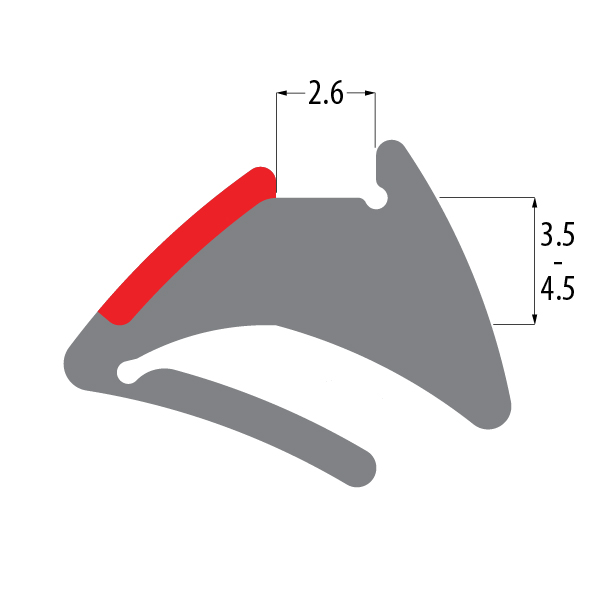 R6631 tear-off wedge gasket profile drawing with sizes in mm