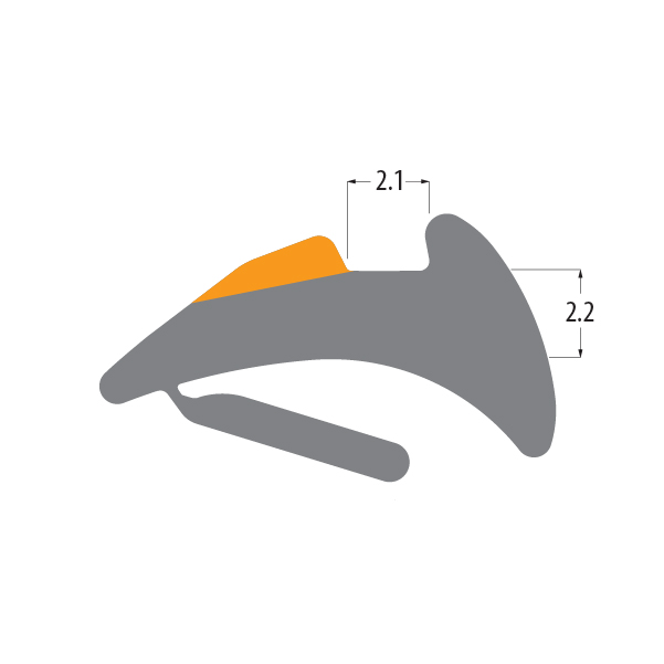 R9265 tear-off wedge gasket profile drawing with sizes in mm