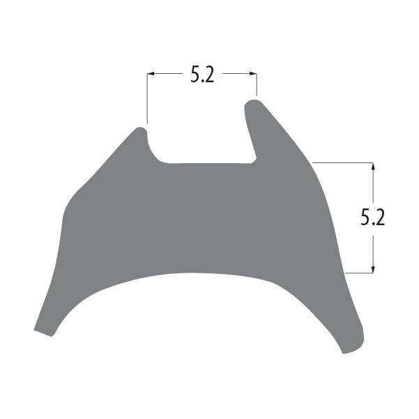 R3366 wedge gasket profile drawing with sizes in mm