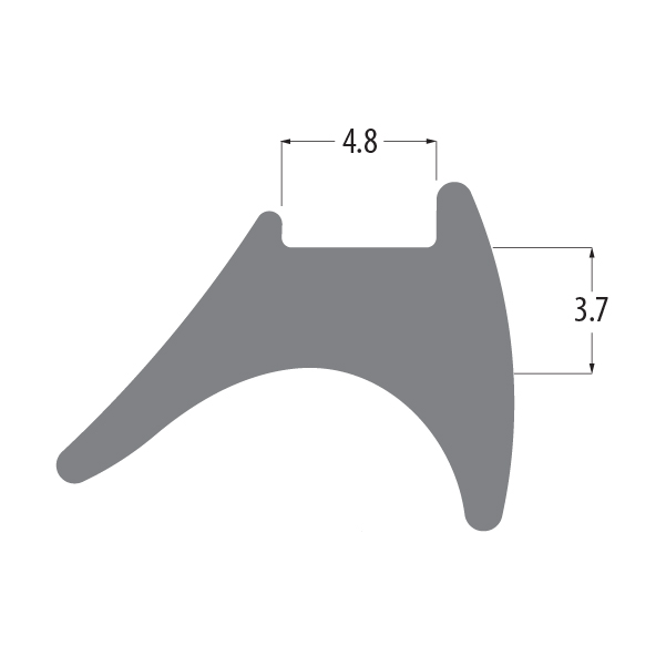 R3440 wedge gasket profile drawing with sizes in mm