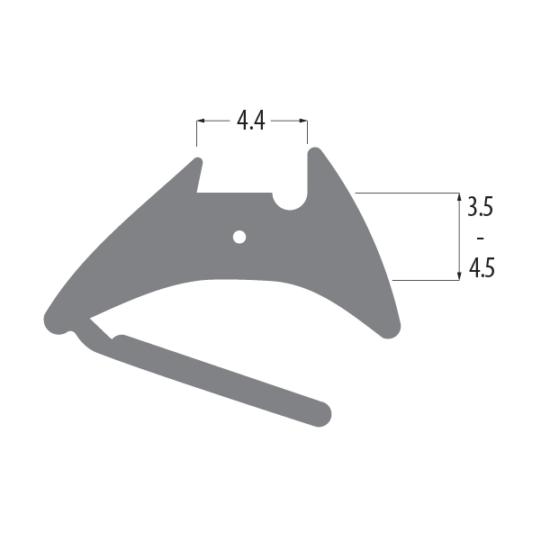 R6152X wedge gasket profile drawing with sizes in mm