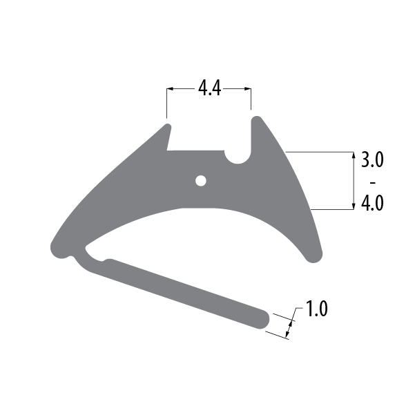 R6233X wedge gasket profile drawing with sizes in mm
