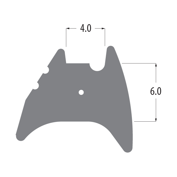 R6375 wedge gasket profile drawing with sizes in mm