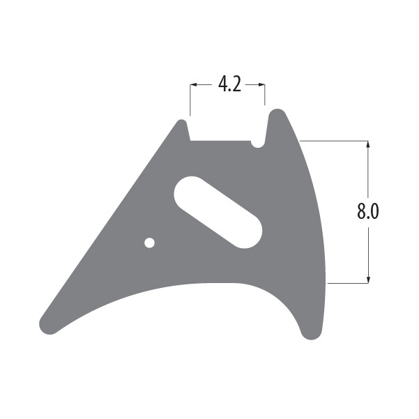 R6768 wedge gasket profile drawing with sizes in mm