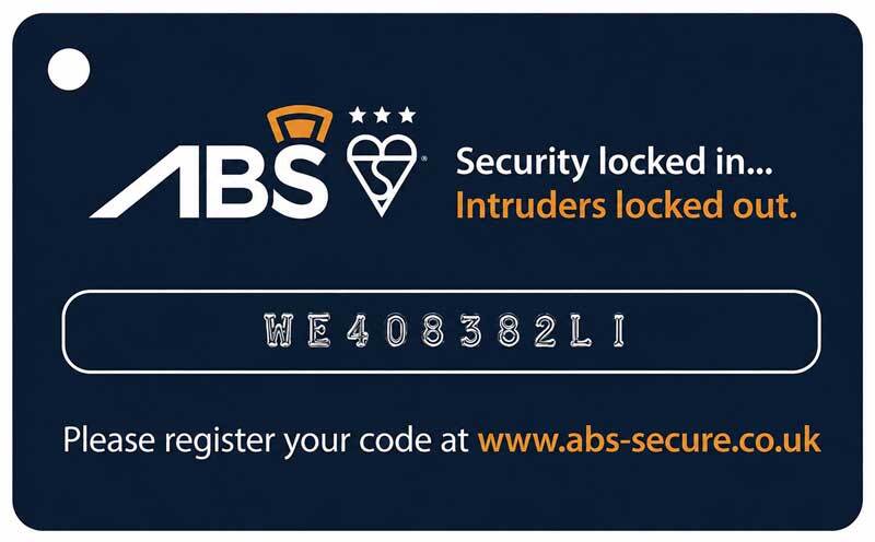 Avocet ABS key code card — your unique key code is printed in the white box