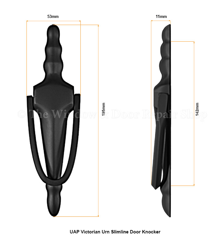 Polished Solid Brass Urn Door Knocker – Traditional Slimline Design For Front Porch